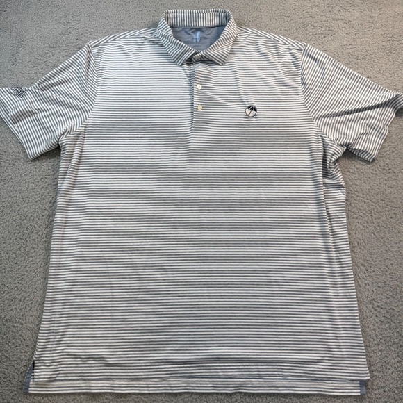 johnnie-O Other - Johnnie-O Featherweight Men XXL‎ Blue White Striped Performance Golf Polo Shirt